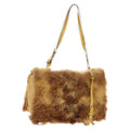 PRADA Shoulder Bag Fur 2way Yellow Gold Auth 205953M