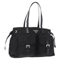 PRADA Tote Bag Nylon Black Silver Auth 206115V