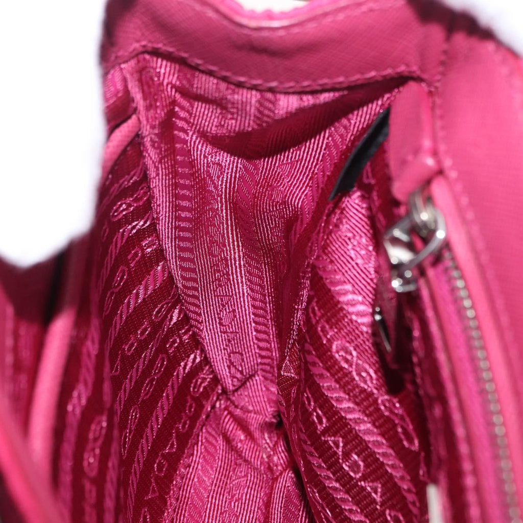 PRADA Chain Shoulder Bag Nylon Pink Silver Auth 206227A