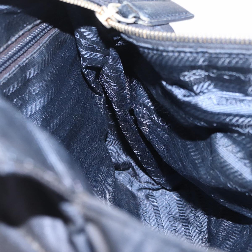 PRADA Chain Shoulder Bag Nylon Navy Gold Auth 206423
