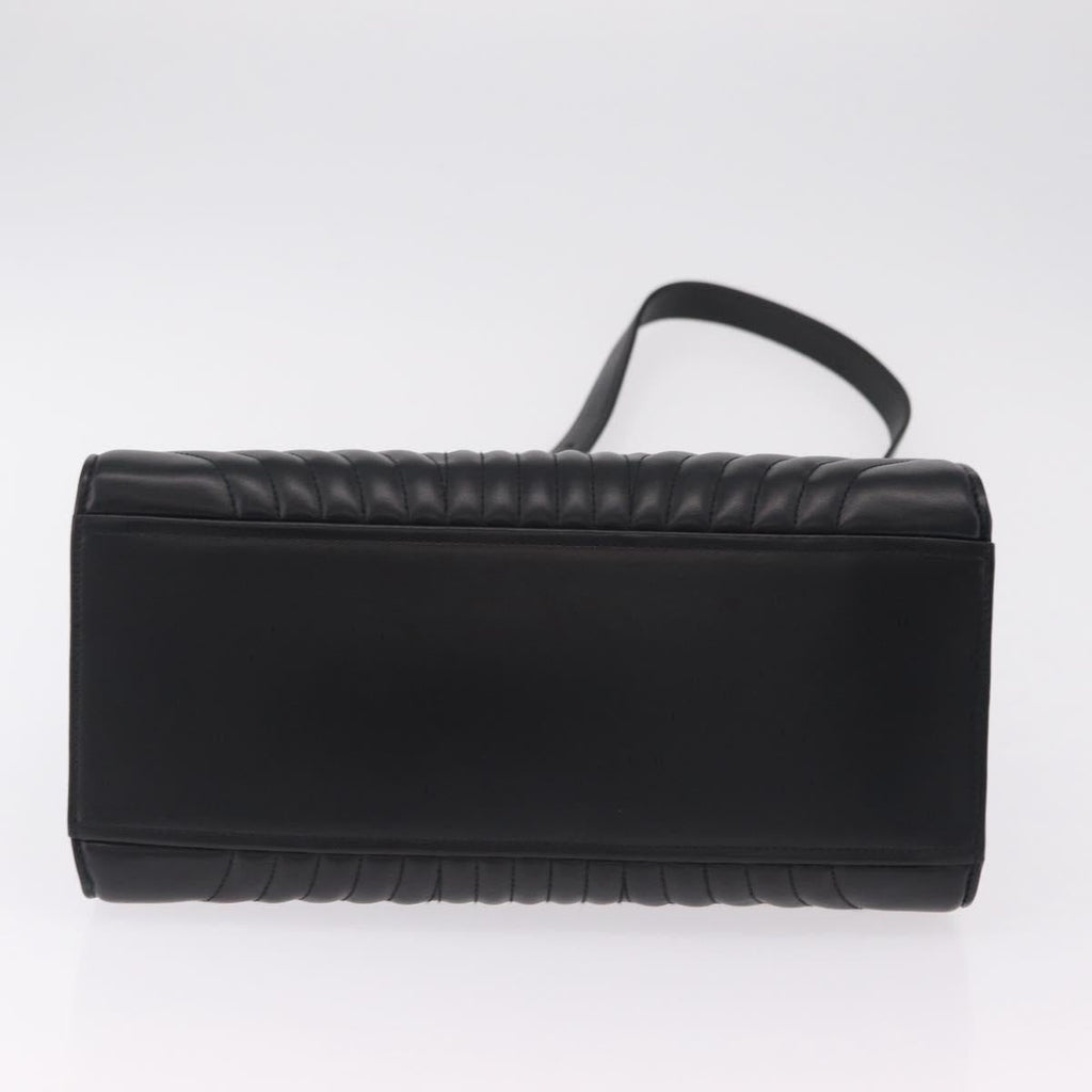 PRADA Hand Bag Leather 2way Black Silver Auth 206472M