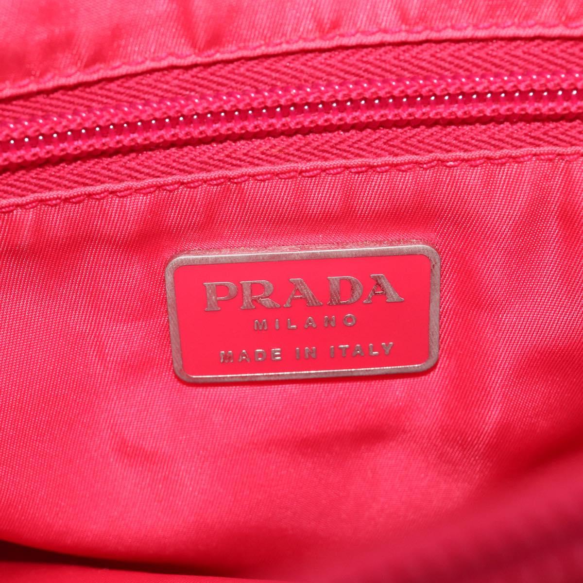 PRADA Hand Bag Nylon Pink Silver Auth 206488