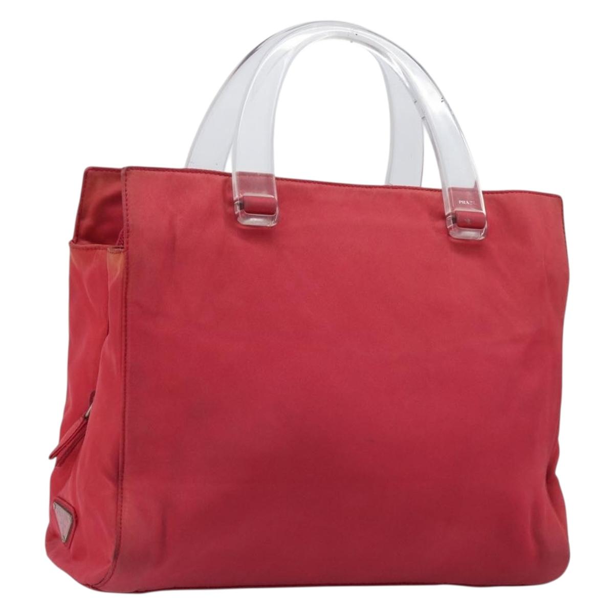 PRADA Hand Bag Nylon Pink Silver Auth 206488