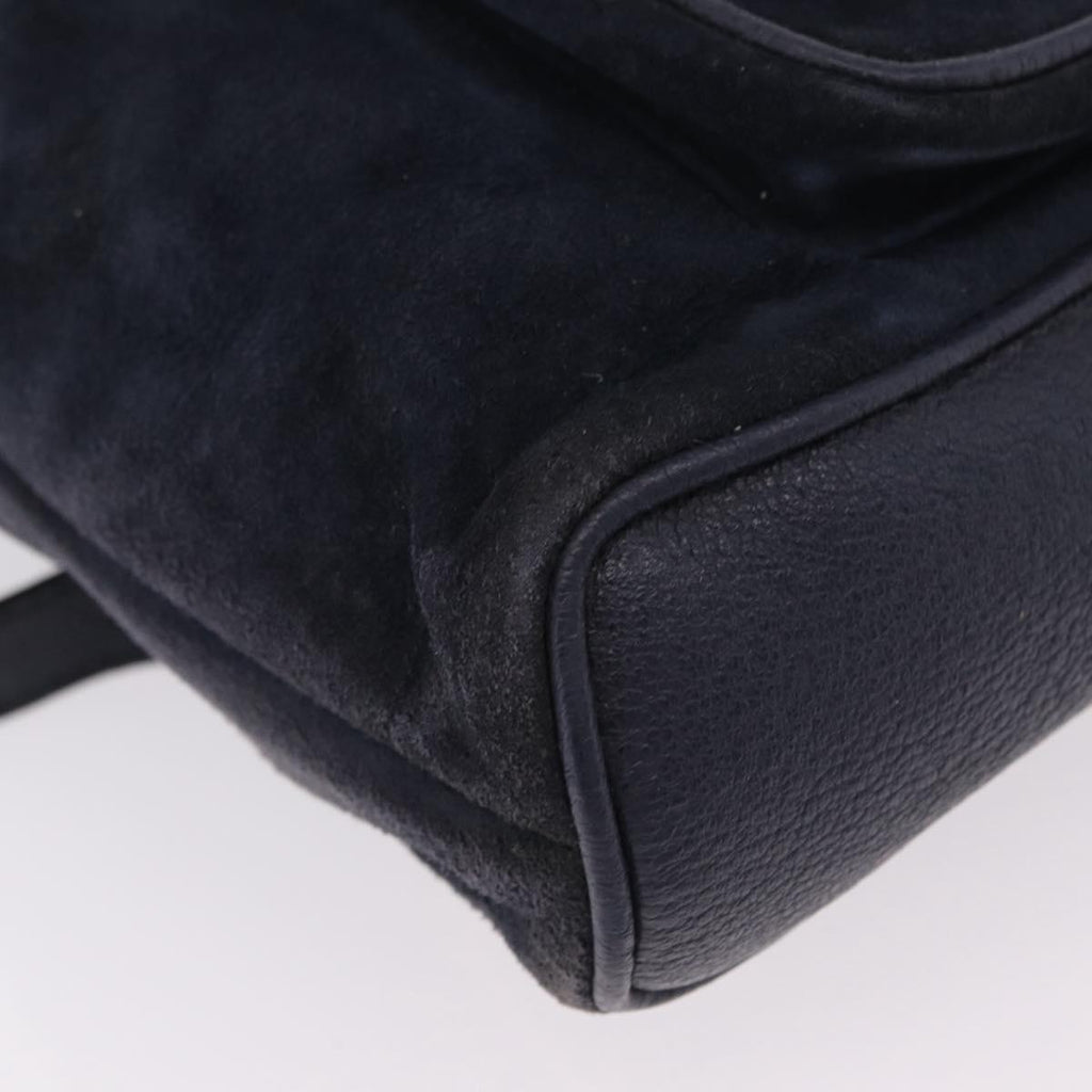 GUCCI Bamboo Backpack Suede Navy Gold 003 1998 0030 Auth 206490