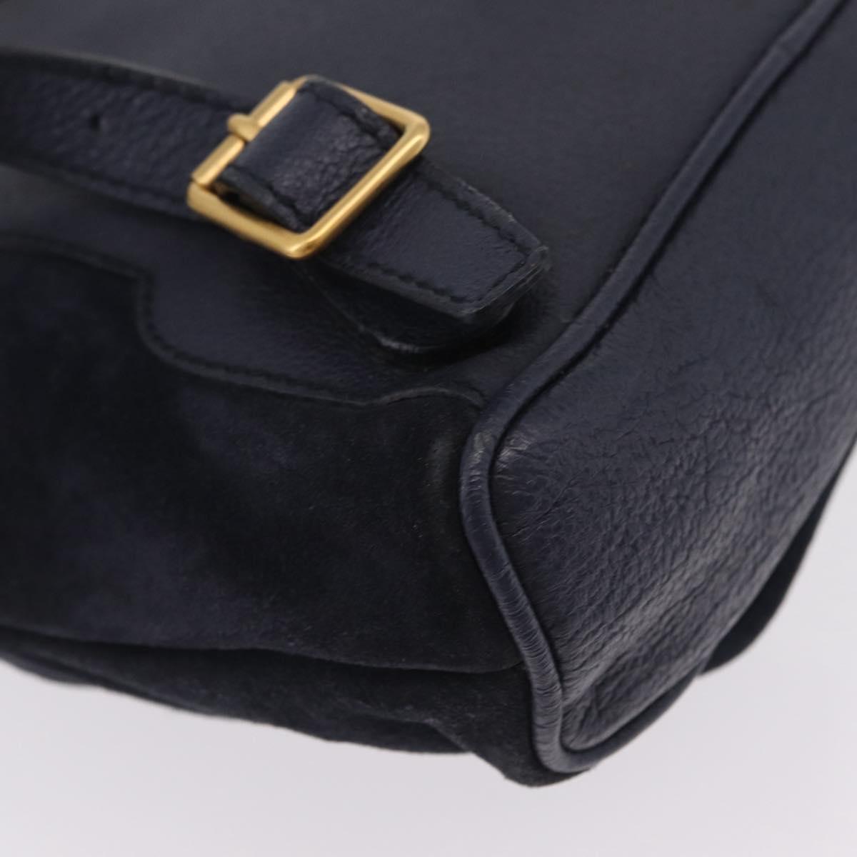 GUCCI Bamboo Backpack Suede Navy Gold 003 1998 0030 Auth 206490