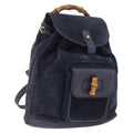 GUCCI Bamboo Backpack Suede Navy Gold 003 1998 0030 Auth 206490