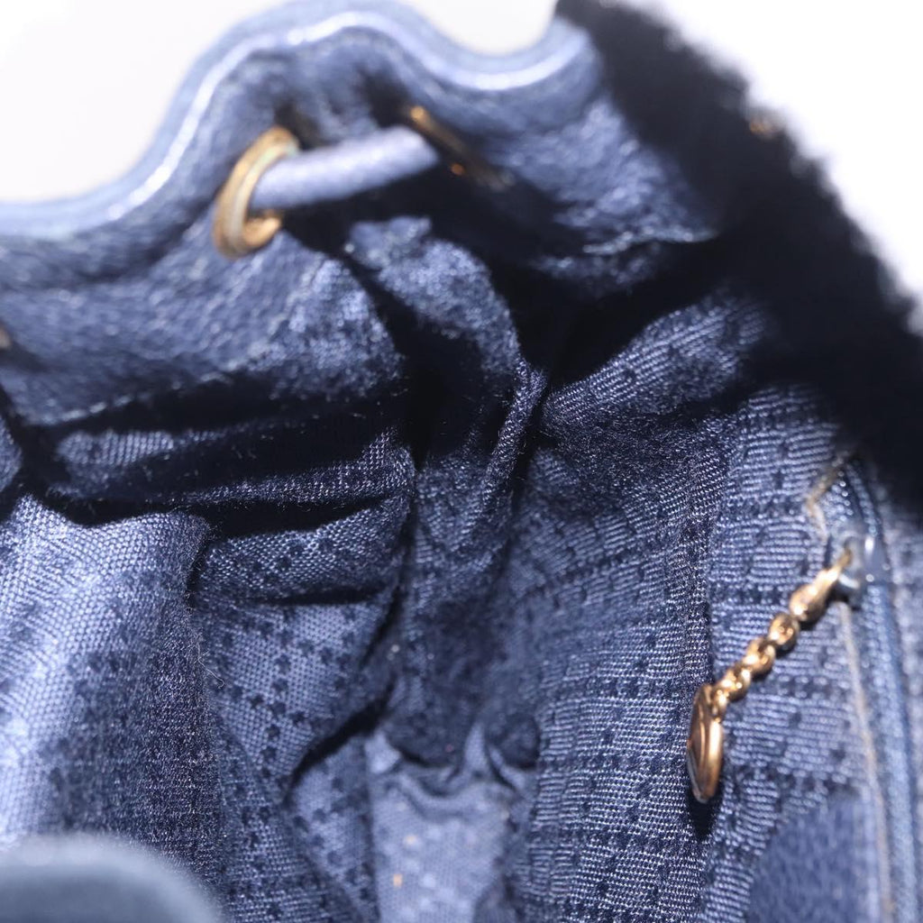 GUCCI Bamboo Backpack Suede Navy Gold 003 1998 0030 Auth 206490