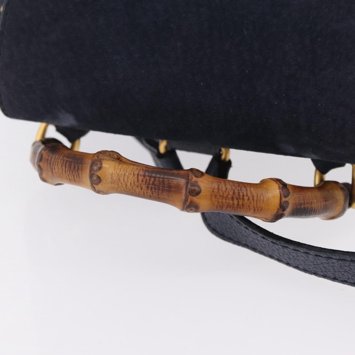 GUCCI Bamboo Backpack Suede Navy Gold 003 1998 0030 Auth 206490