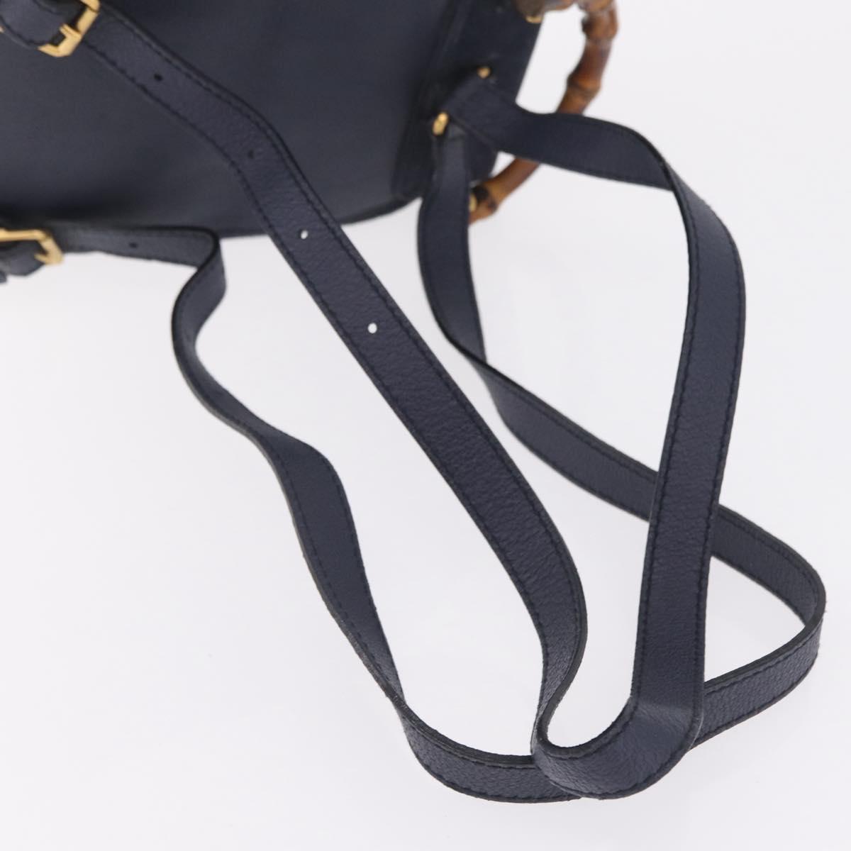 GUCCI Bamboo Backpack Suede Navy Gold 003 1998 0030 Auth 206490