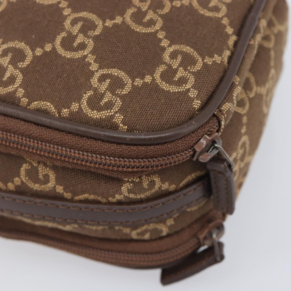 GUCCI GG Canvas Pouch Brown Silver Auth 206495
