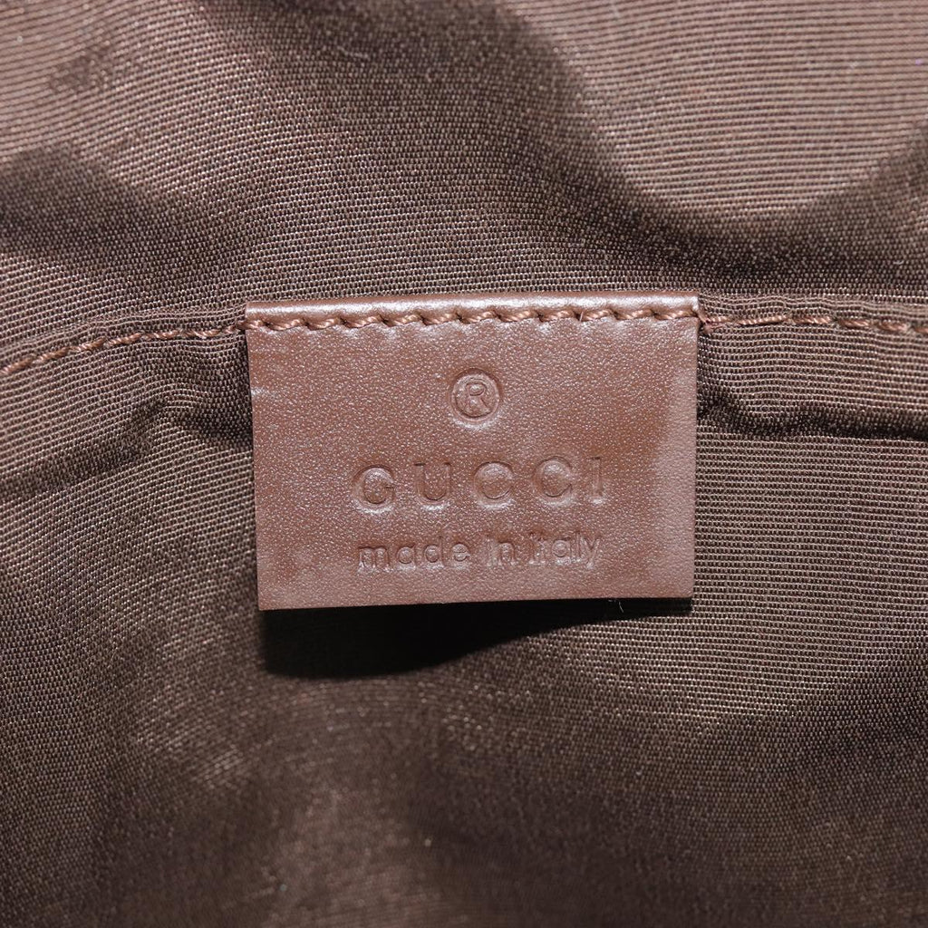 GUCCI GG Canvas Pouch Brown Silver Auth 206495