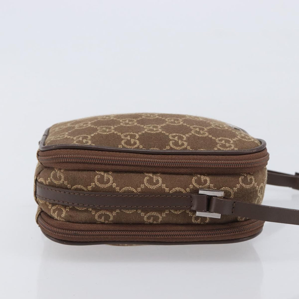GUCCI GG Canvas Pouch Brown Silver Auth 206495