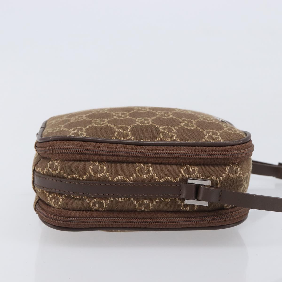 GUCCI GG Canvas Pouch Brown Silver Auth 206495