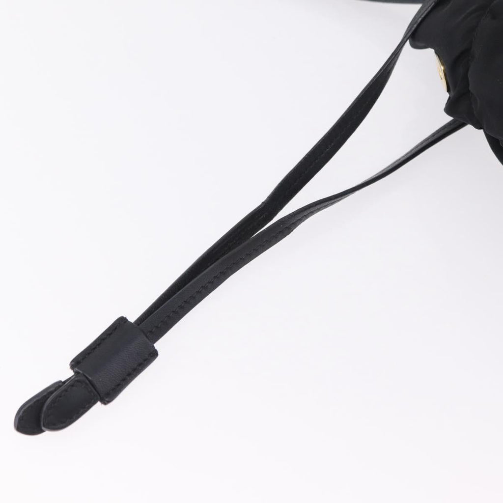 PRADA Tote Bag Nylon Black Gold Auth 206537