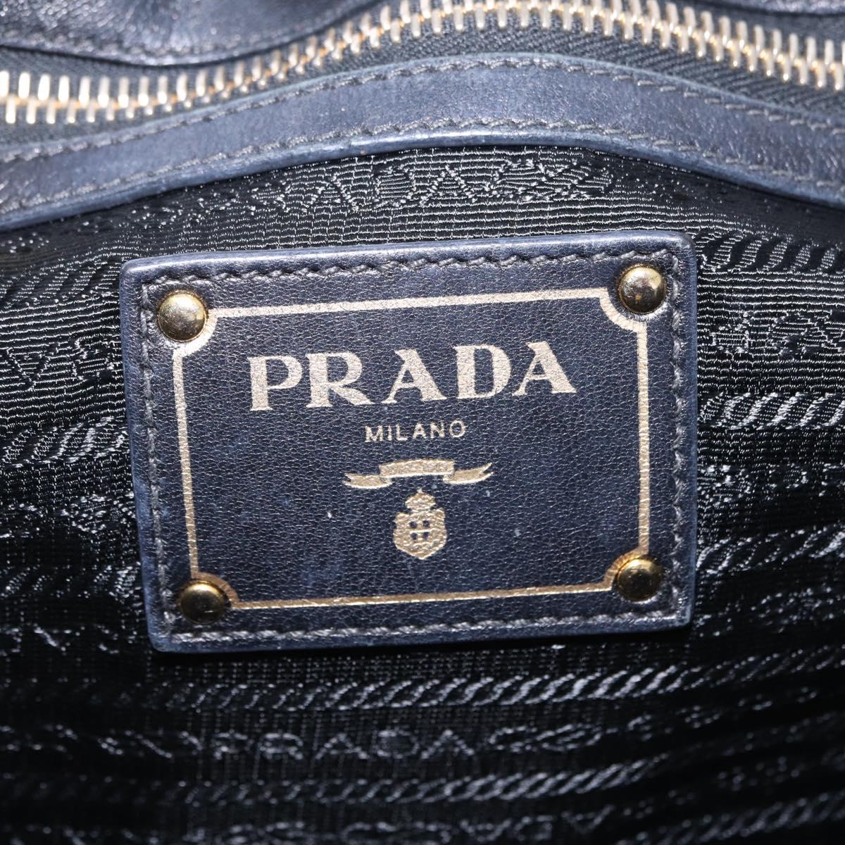 PRADA Tote Bag Nylon Black Gold Auth 206537