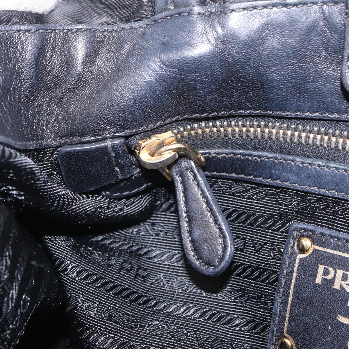 PRADA Tote Bag Nylon Black Gold Auth 206537