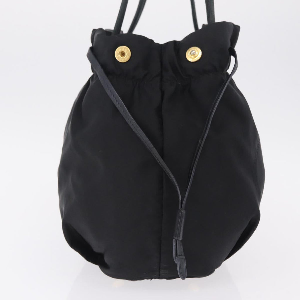 PRADA Tote Bag Nylon Black Gold Auth 206537