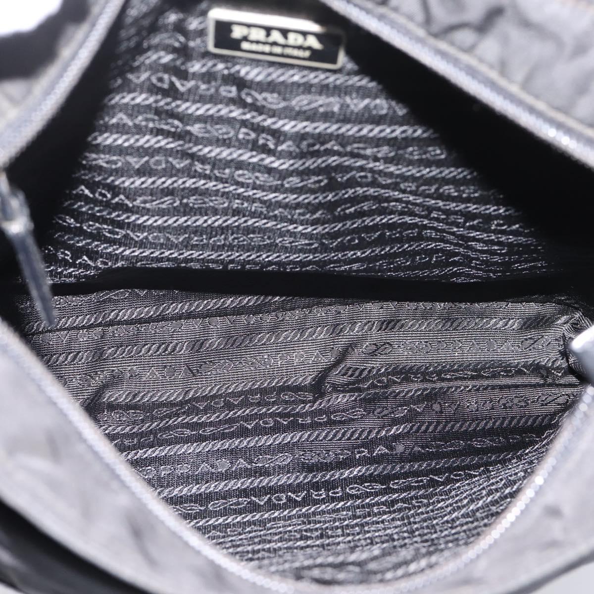 PRADA Shoulder Bag Nylon Black Silver Auth 206732
