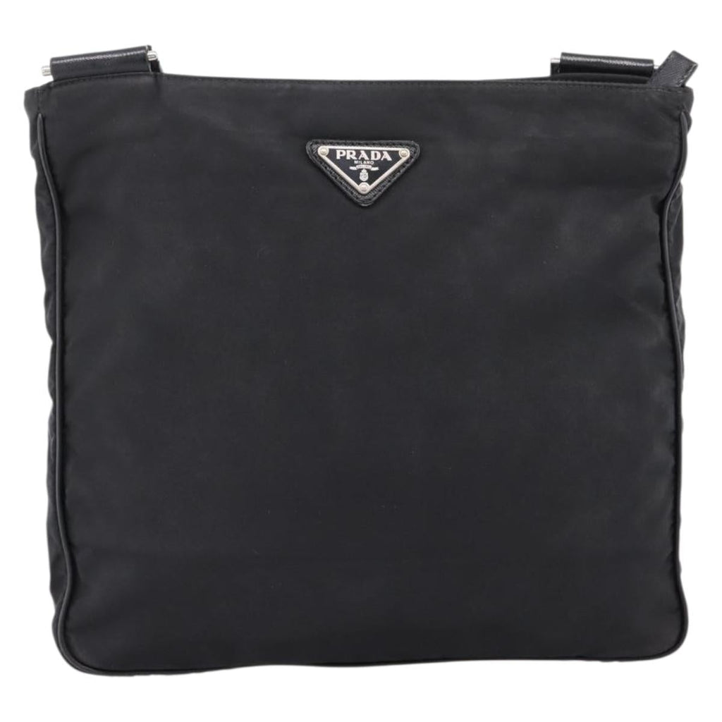 PRADA Shoulder Bag Nylon Black Silver Auth 206732