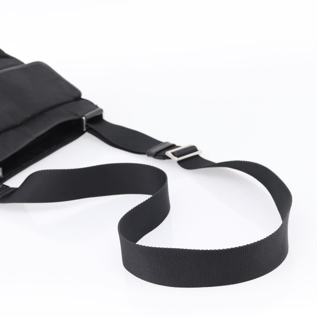 PRADA Shoulder Bag Nylon Black Silver Auth 206732