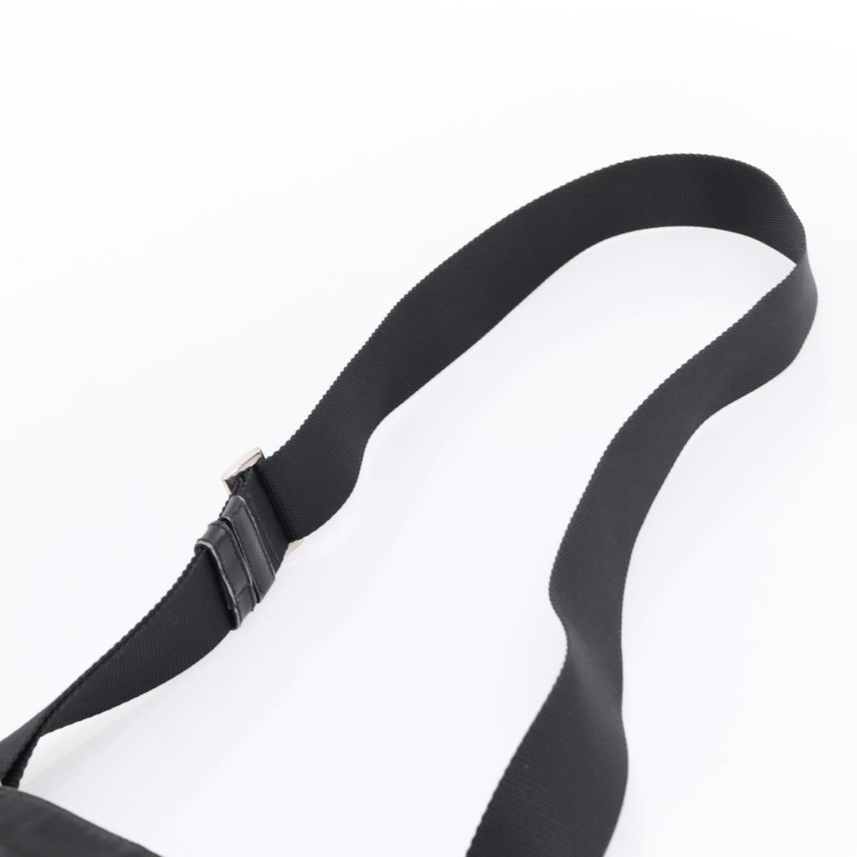 PRADA Shoulder Bag Nylon Black Silver Auth 206732