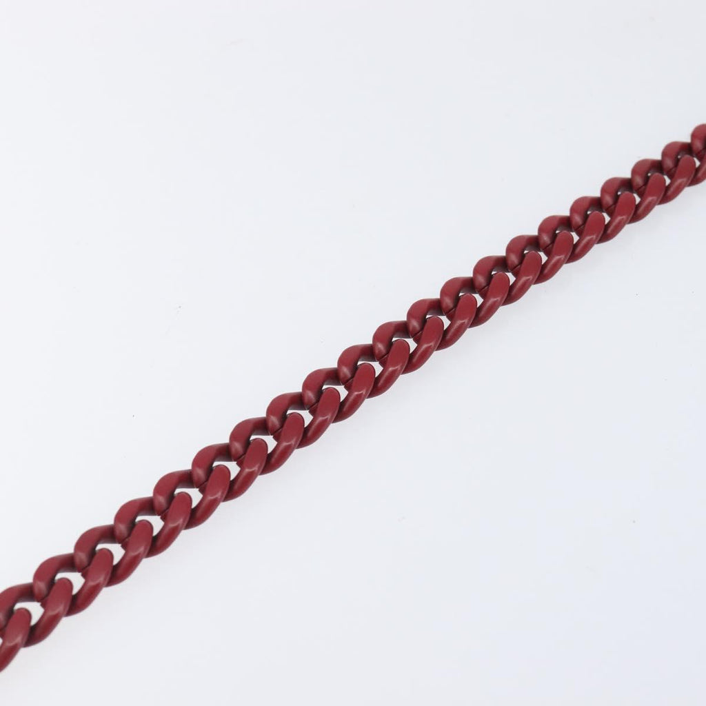PRADA Chain Shoulder Bag Leather Red Silver Auth 206931V