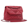 PRADA Chain Shoulder Bag Leather Red Silver Auth 206931V