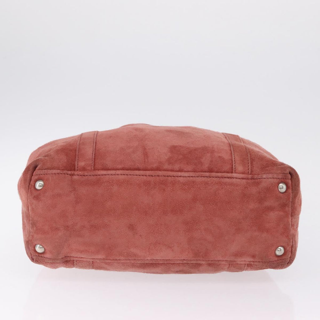PRADA Tote Bag Suede Silver Pink Auth 207111A