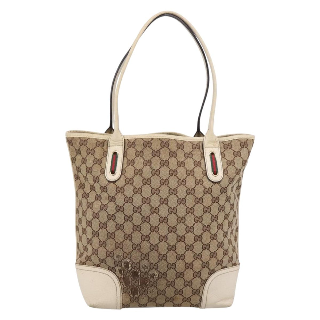 GUCCI GG Canvas Web Sherry Line Hand Bag 2 Set Beige Auth 207453