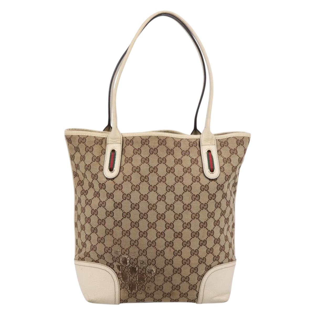 GUCCI GG Canvas Web Sherry Line Hand Bag 2 Set Beige Auth 207453