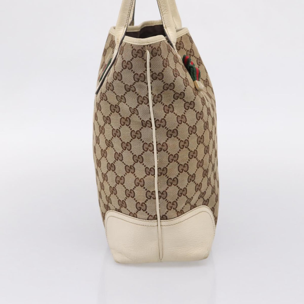 GUCCI GG Canvas Web Sherry Line Hand Bag 2 Set Beige Auth 207453