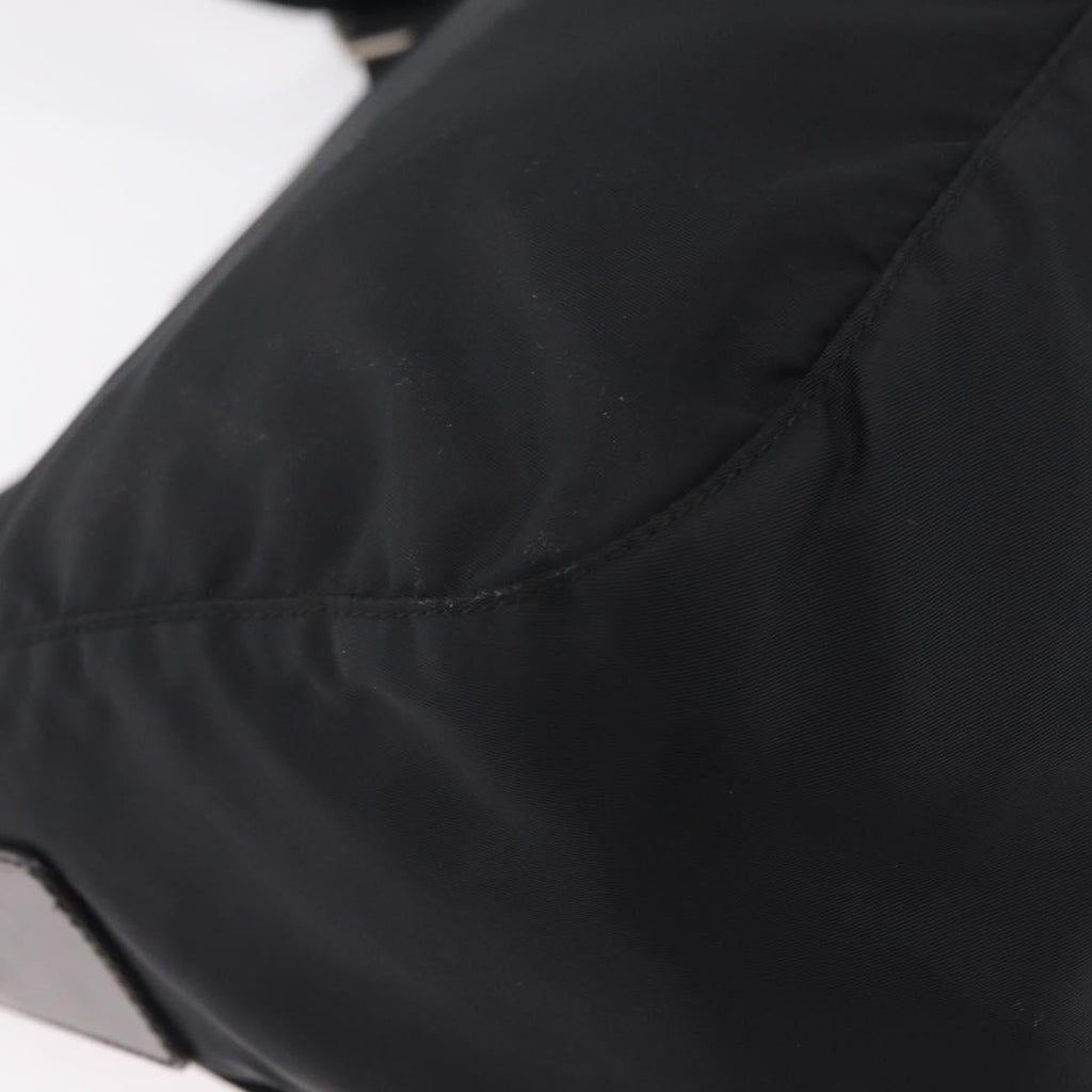 PRADA Shoulder Bag Nylon Black Silver Auth 207460V
