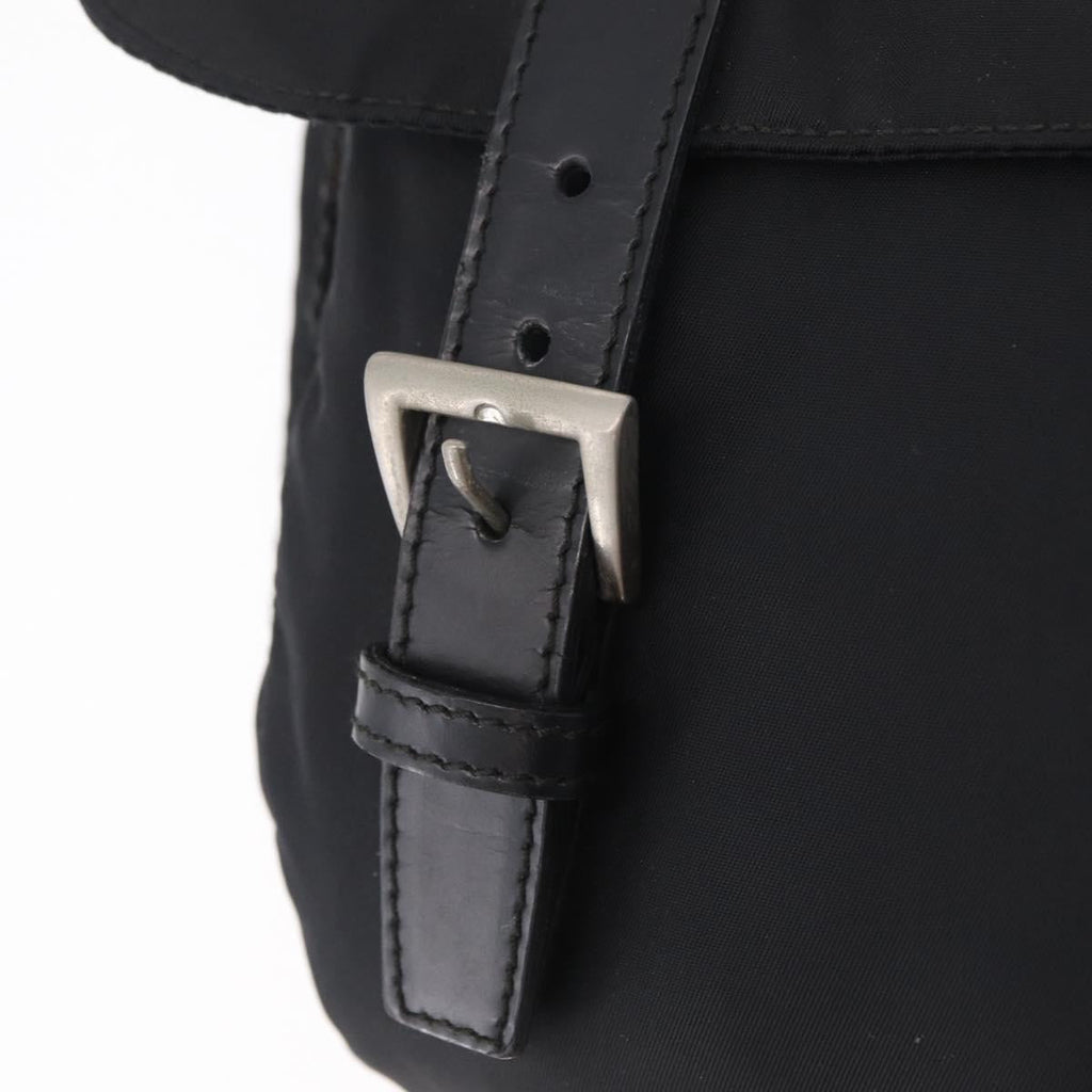 PRADA Shoulder Bag Nylon Black Silver Auth 207460V