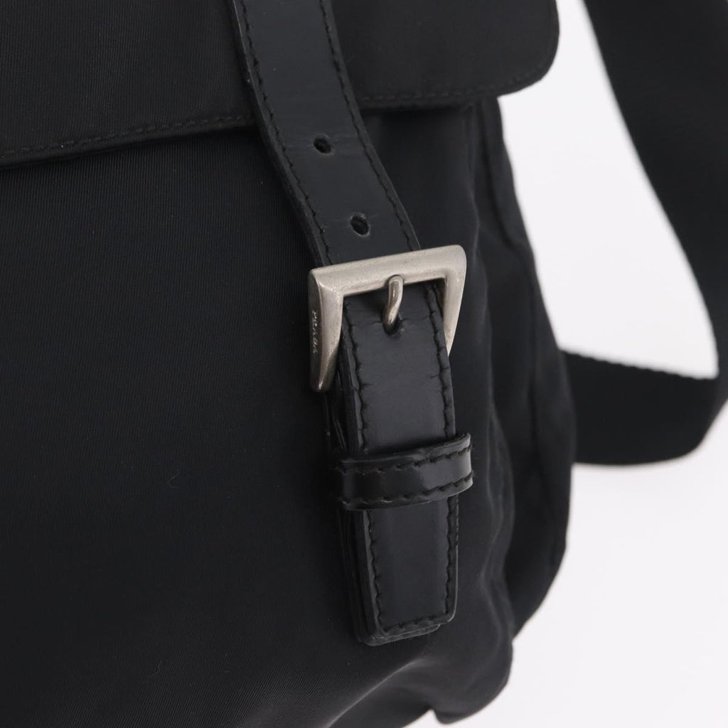 PRADA Shoulder Bag Nylon Black Silver Auth 207460V