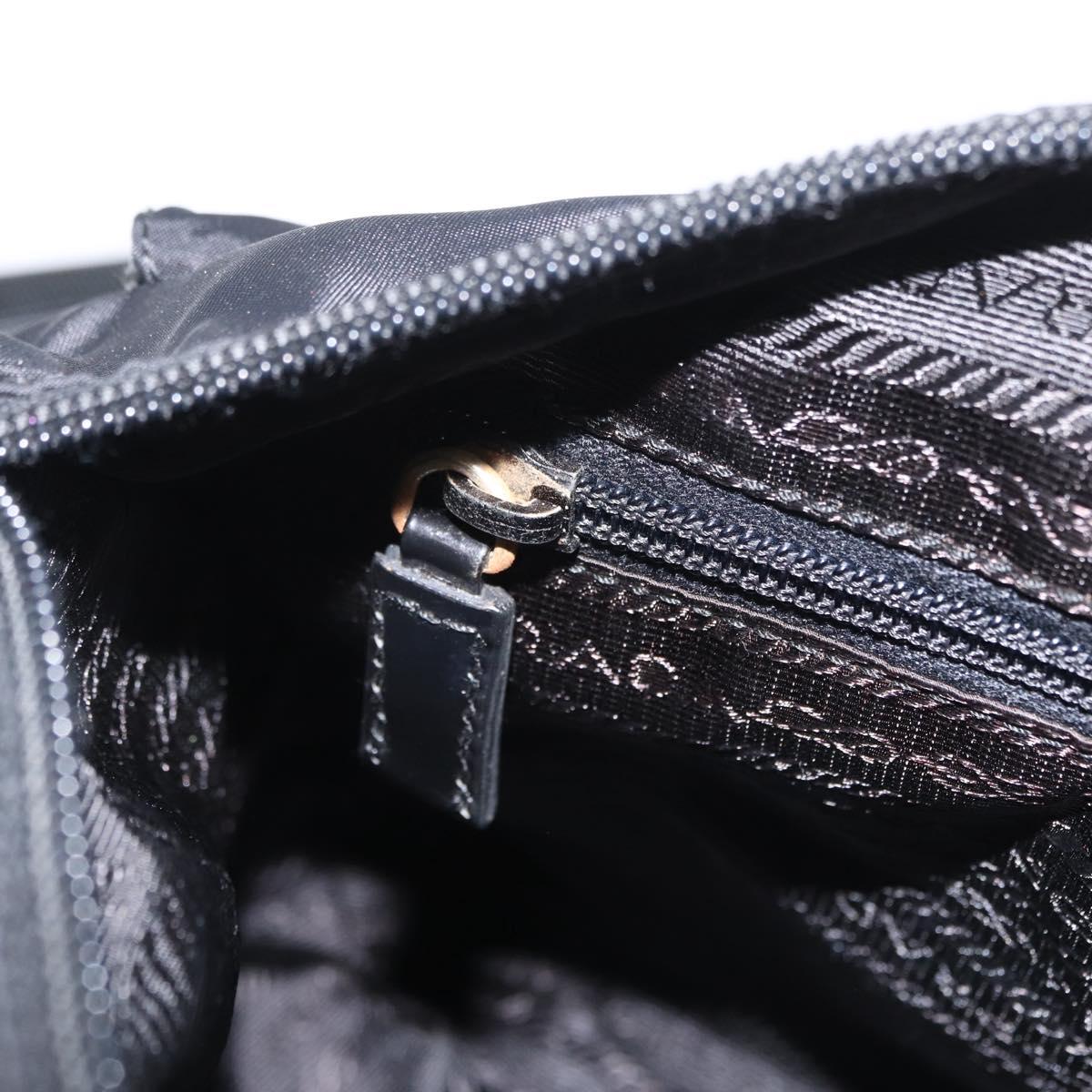 PRADA Shoulder Bag Nylon Black Silver Auth 207460V