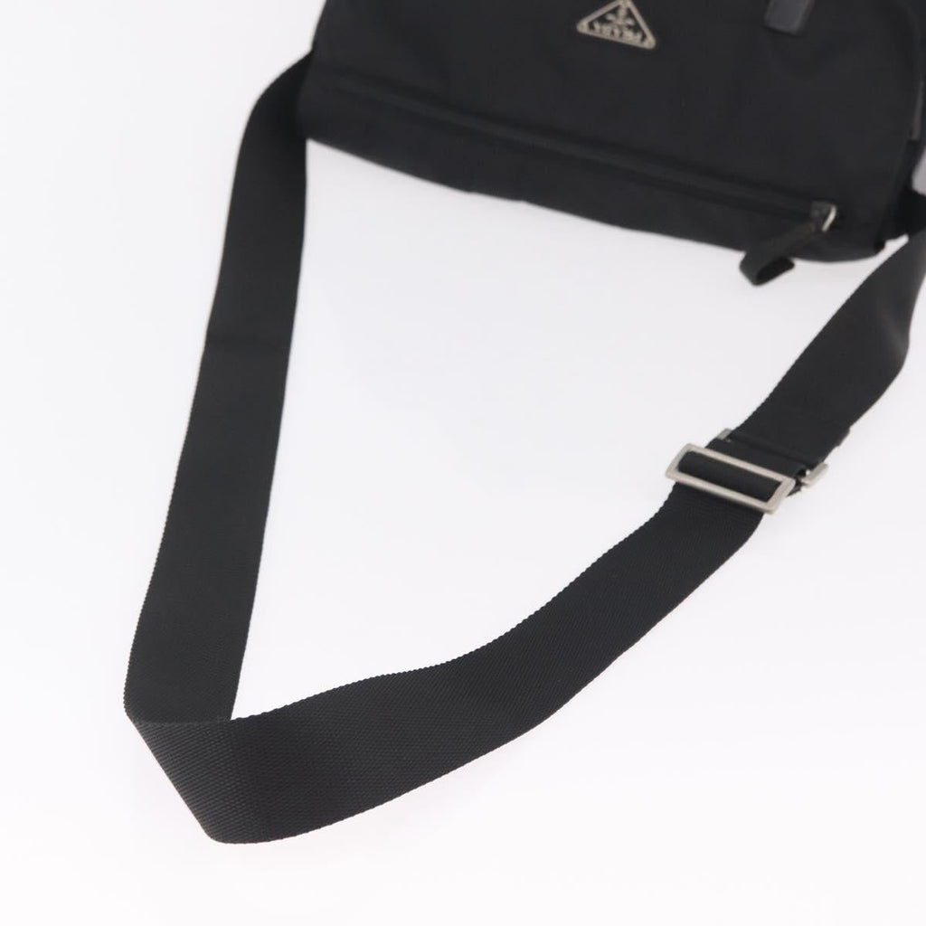 PRADA Shoulder Bag Nylon Black Silver Auth 207460V