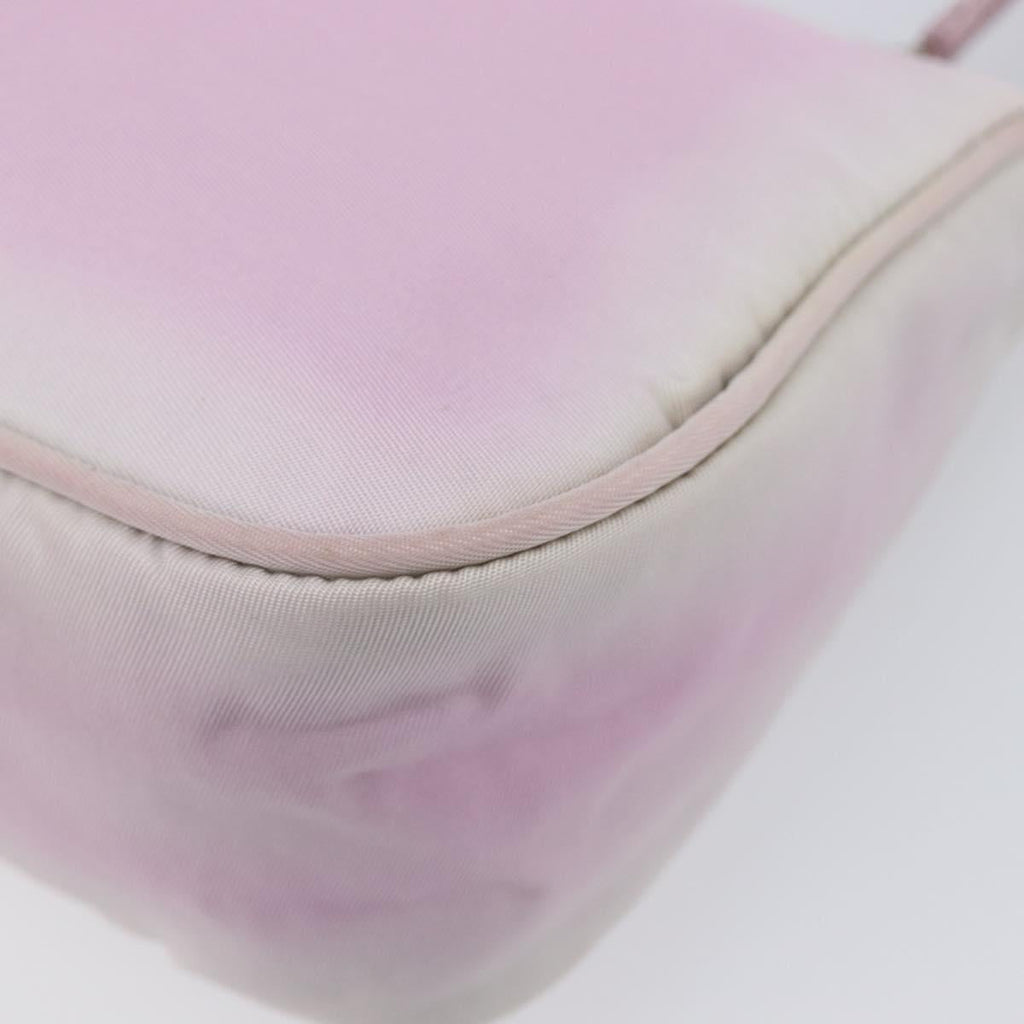 PRADA Accessory Pouch Nylon Pink Silver Auth 207483