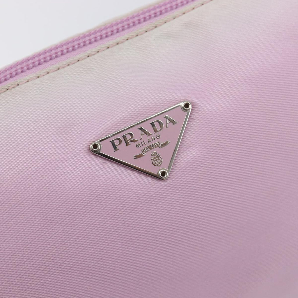PRADA Accessory Pouch Nylon Pink Silver Auth 207483