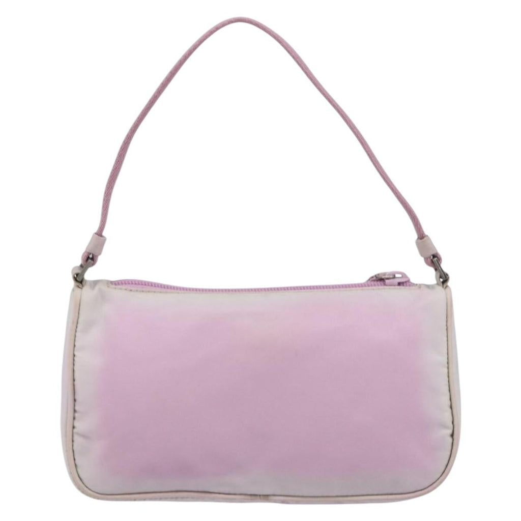 PRADA Accessory Pouch Nylon Pink Silver Auth 207483