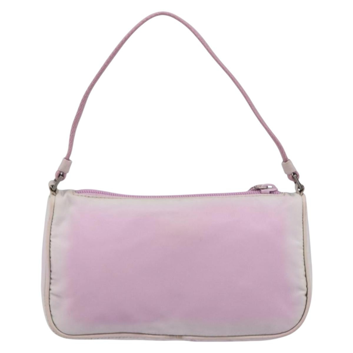 PRADA Accessory Pouch Nylon Pink Silver Auth 207483