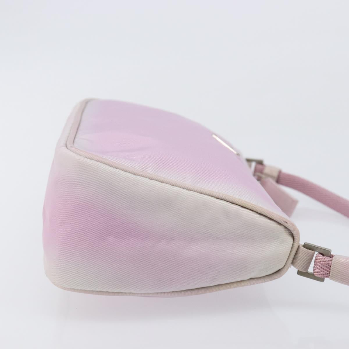 PRADA Accessory Pouch Nylon Pink Silver Auth 207483