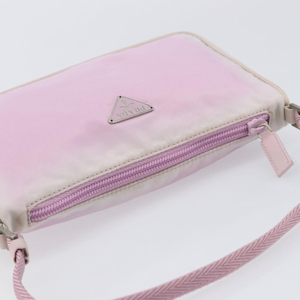 PRADA Accessory Pouch Nylon Pink Silver Auth 207483