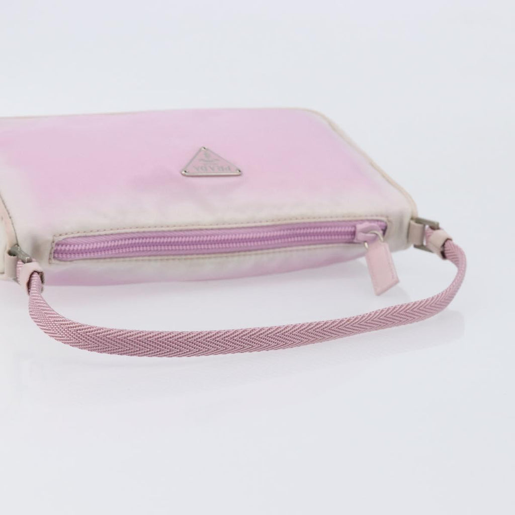 PRADA Accessory Pouch Nylon Pink Silver Auth 207483