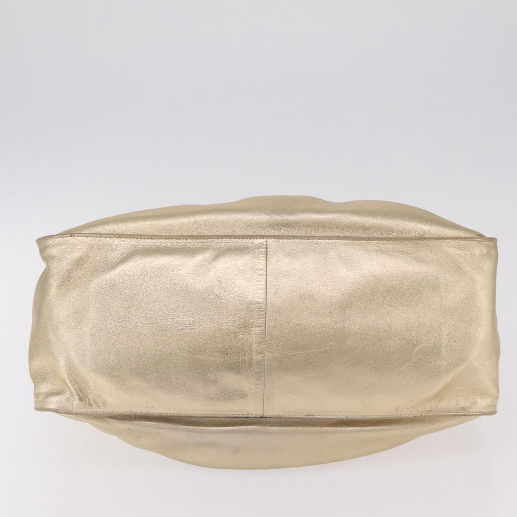 PRADA Tote Bag Leather Gold Silver Auth 207552A