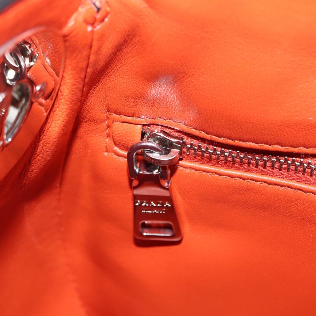 PRADA Chain Shoulder Bag Leather White Silver Auth 207574M