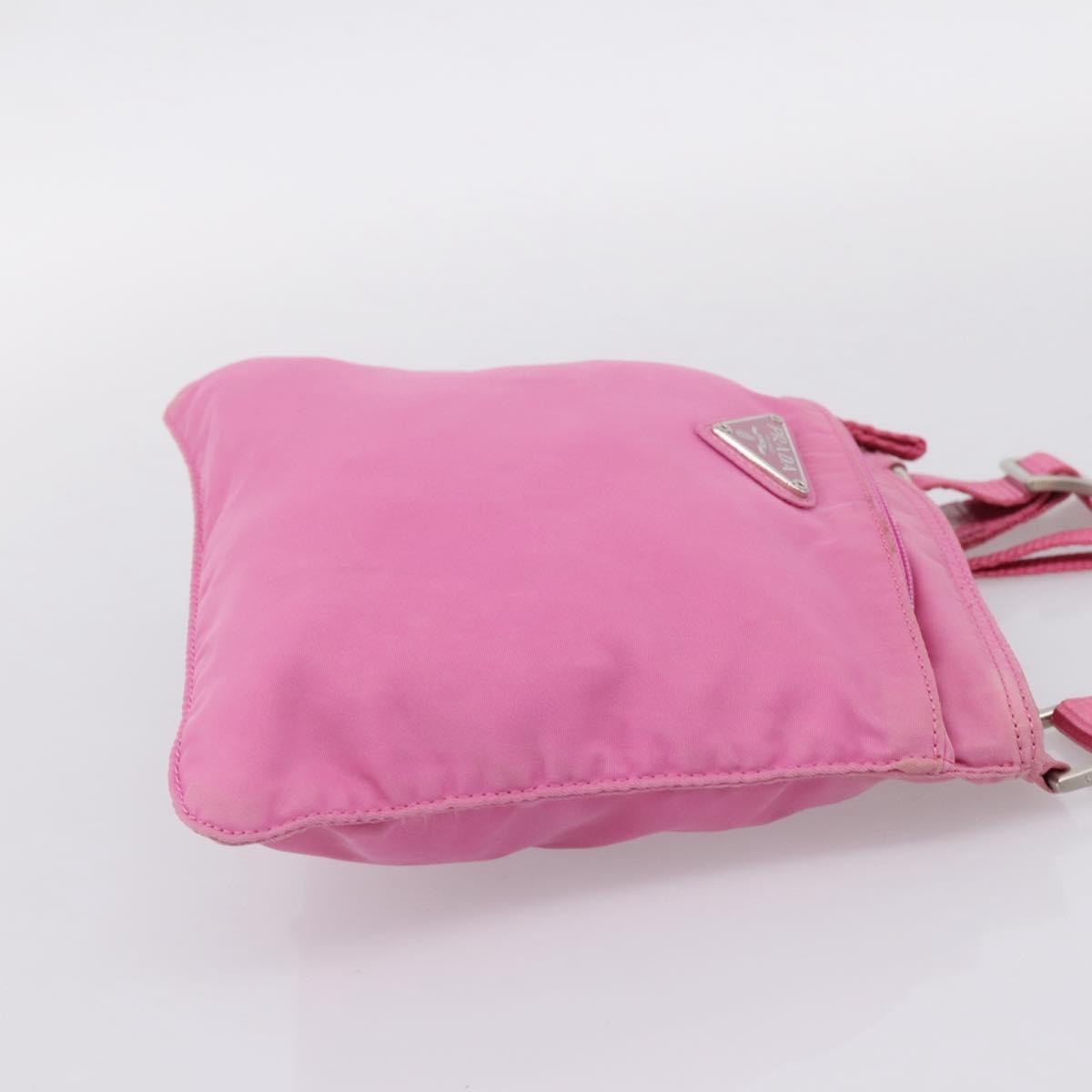 PRADA Shoulder Bag Nylon Pink Silver Auth 207599A