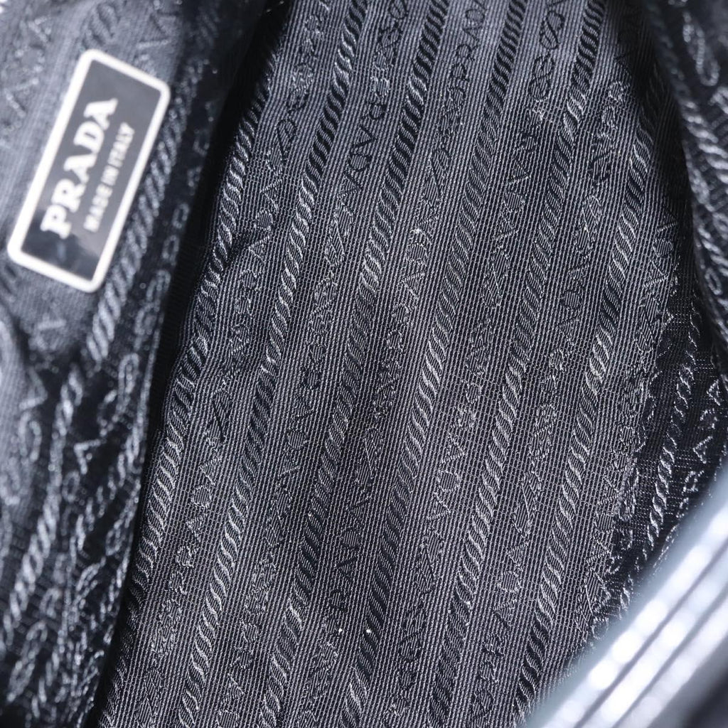 PRADA Hand Bag Leather Black Silver Auth 207680