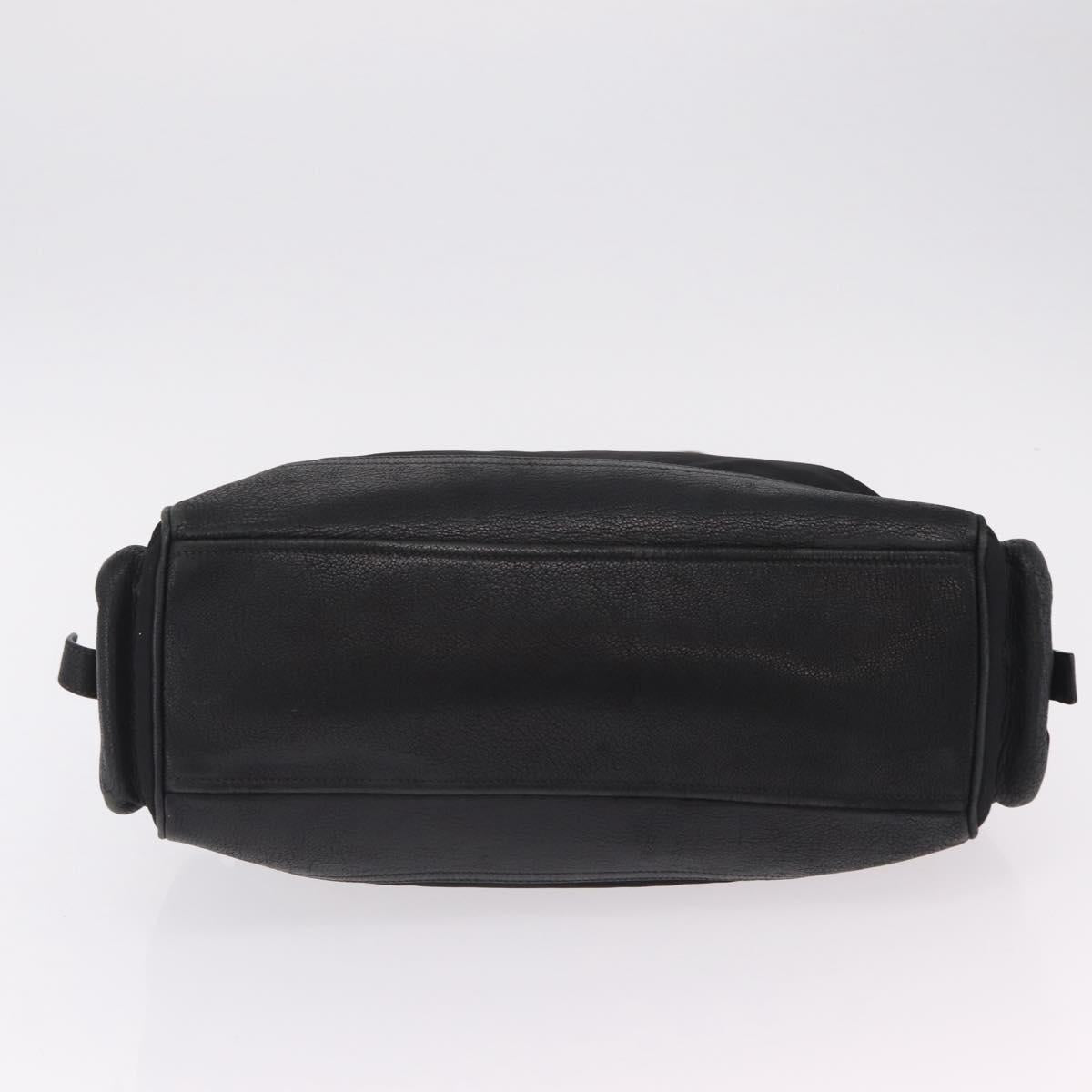 PRADA Tote Bag Nylon Black Silver Auth 207682