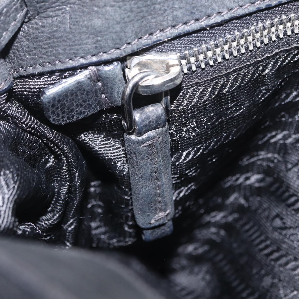PRADA Tote Bag Nylon Black Silver Auth 207682