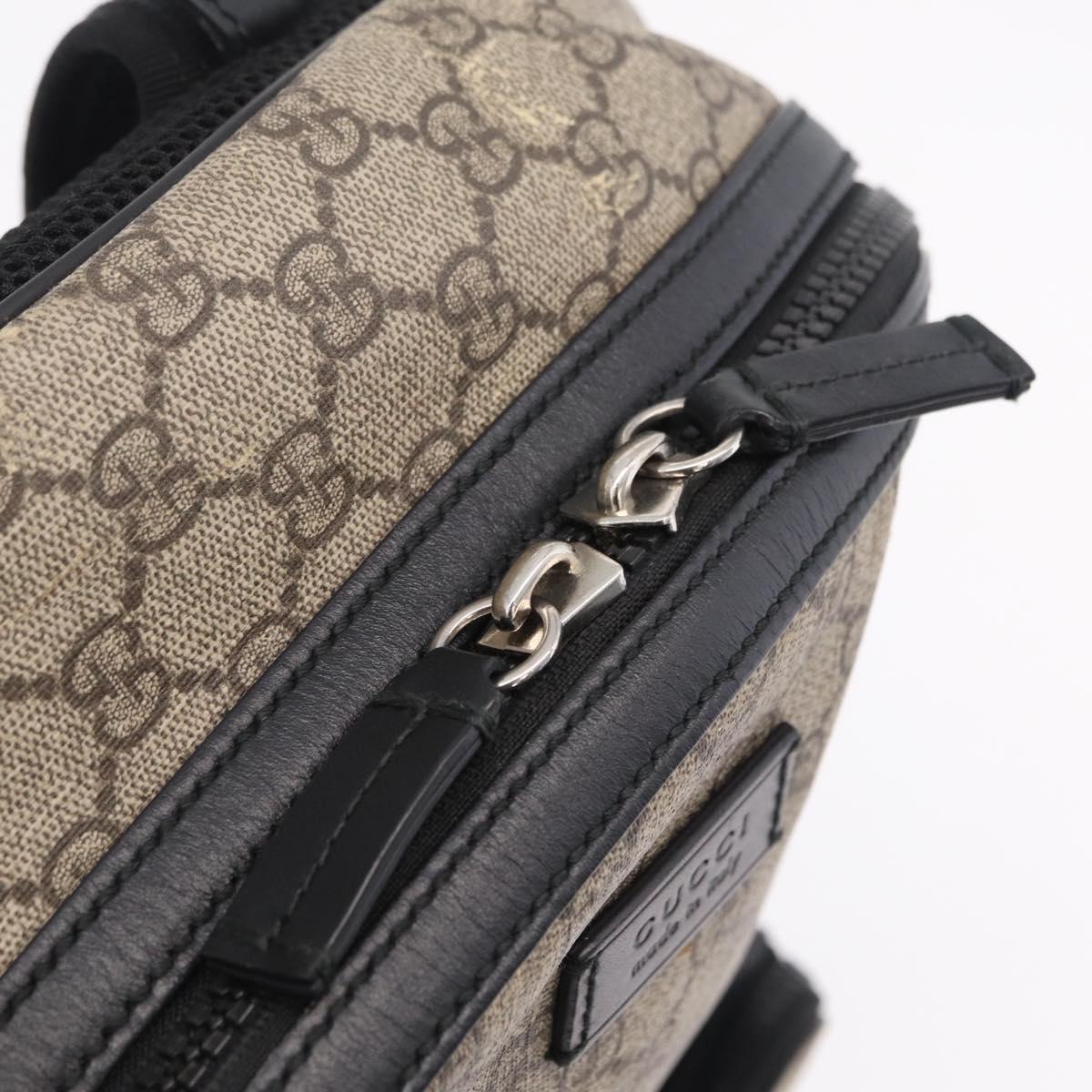 GUCCI GG Supreme Backpack PVC Beige Silver 406370 Auth 207738